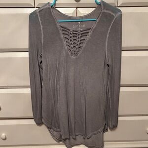 American Eagle Outfitters Soft & Sexy Gray Long Sleeve Top